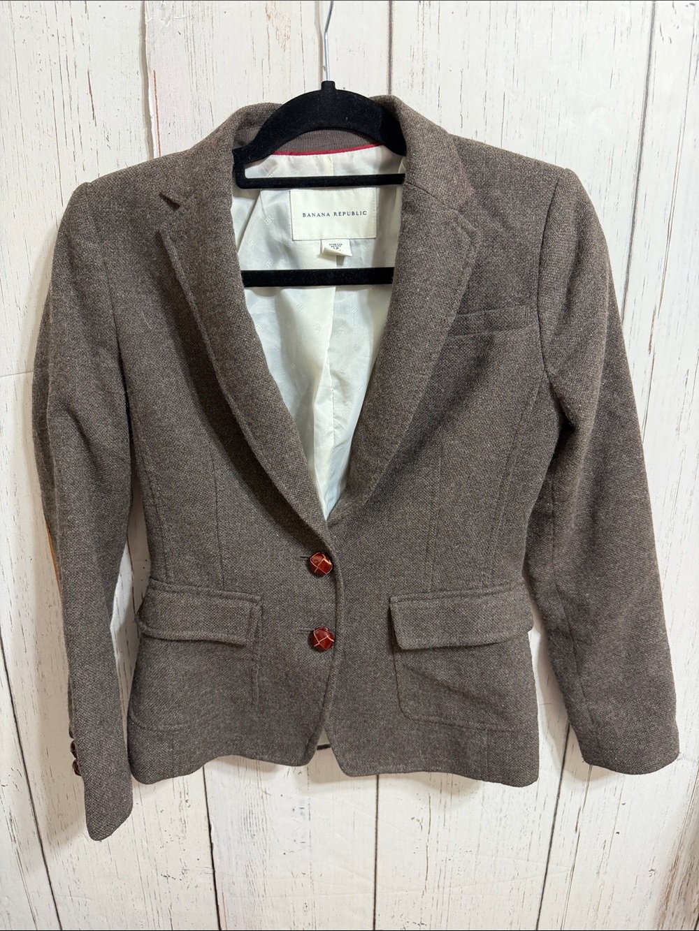 Banana Republic Wool Blend Brown Tweed Tailored Women's Blazer - Picture 2 of 9